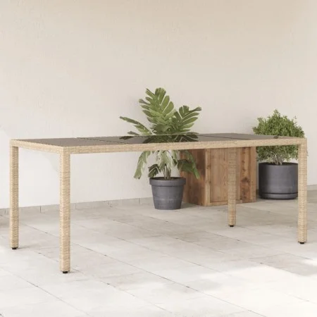 Gartentisch Glasoberfläche PE Rattan Beige 190x90x75 cm von , Gartentische - Ref: Foro24-365539, Preis: 188,52 €, Rabatt: %