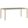 Gartentisch Glasoberfläche PE Rattan Beige 190x90x75 cm von , Gartentische - Ref: Foro24-365539, Preis: 188,52 €, Rabatt: %