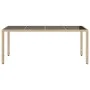Gartentisch Glasoberfläche PE Rattan Beige 190x90x75 cm von , Gartentische - Ref: Foro24-365539, Preis: 188,52 €, Rabatt: %