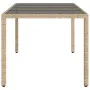Gartentisch Glasoberfläche PE Rattan Beige 190x90x75 cm von , Gartentische - Ref: Foro24-365539, Preis: 188,52 €, Rabatt: %