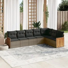 7-piece garden sofa set with gray PE rattan cushions by , Garden sets - Ref: Foro24-3227712, Price: 440,50 €, Discount: %