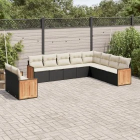 Gartensofa-Set 10-teilig mit schwarzen synthetischen Rattankissen von , Gartensets - Ref: Foro24-3227792, Preis: 618,95 €, Ra...