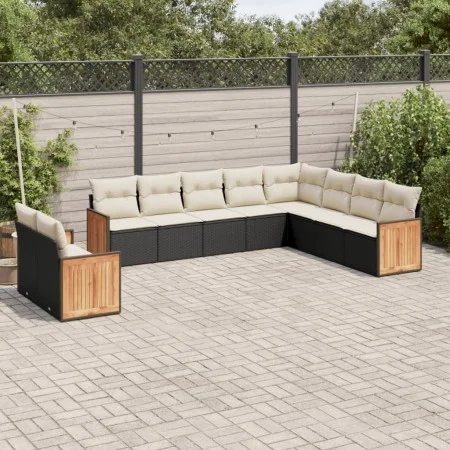 Set de sofás de jardín 10 pzas cojines ratán sintético negro de , Conjuntos de jardín - Ref: Foro24-3227792, Precio: 615,41 €...