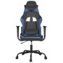 Silla gaming de masaje cuero sintético negro y azul