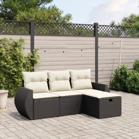 4-piece garden sofa set with black synthetic rattan cushions by , Garden sets - Ref: Foro24-3264062, Price: 265,27 €, Discoun...