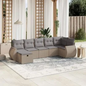 Gartensofa-Set mit beigem Kissenmix, 7-teilig aus PE-Rattan von , Gartensets - Ref: Foro24-3264125, Preis: 463,01 €, Rabatt: %
