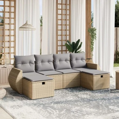 Juego de sofás jardín con cojines beige mezcla 6 pzas ratán PE de , Conjuntos de jardín - Ref: Foro24-3264165, Precio: 385,13...