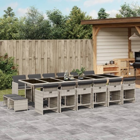 Garden dining set and cushions 17 pieces light gray synthetic rattan by , Garden sets - Ref: Foro24-3211187, Price: 994,00 €,...