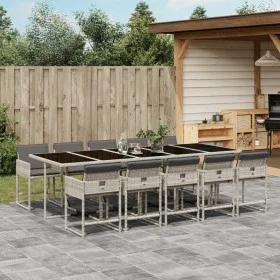 Garden dining set 11 pieces and gray synthetic rattan cushions by , Garden sets - Ref: Foro24-3211295, Price: 824,13 €, Disco...