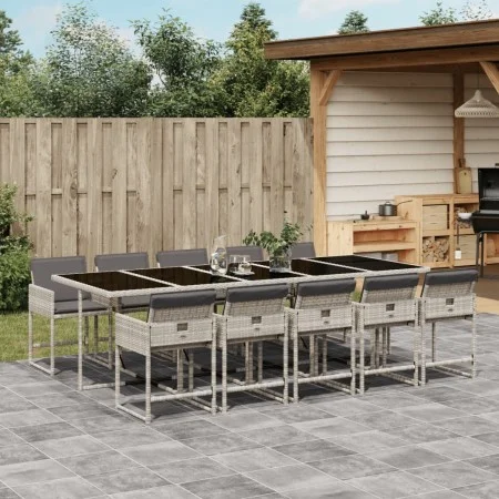 Garden dining set 11 pieces and gray synthetic rattan cushions by , Garden sets - Ref: Foro24-3211295, Price: 824,13 €, Disco...