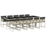 Set de comedor de jardín 11 pzas y cojines ratán sintético gris de , Conjuntos de jardín - Ref: Foro24-3211295, Precio: 654,16 €