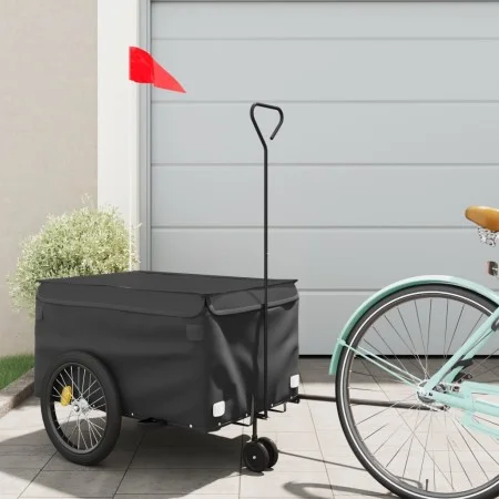 Black iron bicycle trailer 30 kg by , Bicycle trailers - Ref: Foro24-94101, Price: 87,92 €, Discount: %