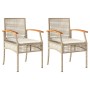 Sillas de jardín con cojín 2 uds ratán PE beige y madera acacia de , Sillas de jardín - Ref: Foro24-366249, Precio: 124,57 €,...