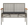 Banco de jardín con cojín ratán sintético gris y madera acacia de , Bancos de jardín - Ref: Foro24-366256, Precio: 88,56 €