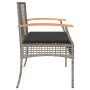 Banco de jardín con cojín ratán sintético gris y madera acacia de , Bancos de jardín - Ref: Foro24-366256, Precio: 88,56 €
