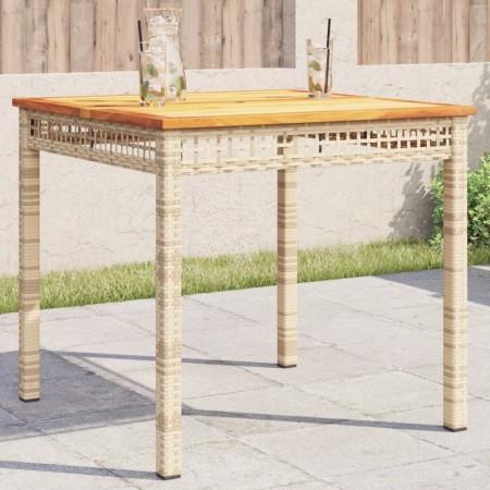 Gartentisch synthetisches Rattan beige Akazienholz 80x80x75 cm von , Gartentische - Ref: Foro24-366275, Preis: 94,90 €, Rabat...