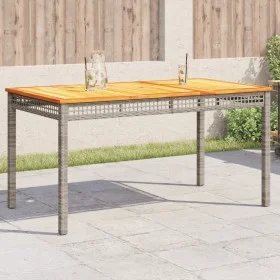 Gartentisch aus synthetischem Rattan, graues Akazienholz, 140 x 80 x 75 cm von , Gartentische - Ref: Foro24-366277, Preis: 16...