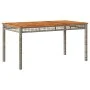 Garden table synthetic rattan gray acacia wood 140x80x75 cm by , Garden tables - Ref: Foro24-366277, Price: 168,35 €, Discoun...