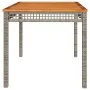 Garden table synthetic rattan gray acacia wood 140x80x75 cm by , Garden tables - Ref: Foro24-366277, Price: 168,35 €, Discoun...