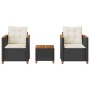 Tisch und Stühle mit Kissen 3 Stück PE-Rattan, schwarzes Akazienholz von , Gartensets - Ref: Foro24-366313, Preis: 172,46 €, ...