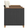 Table and chairs with cushions 3 pieces PE rattan black acacia wood by , Garden sets - Ref: Foro24-366313, Price: 194,18 €, D...