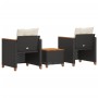Tisch und Stühle mit Kissen 3 Stück PE-Rattan, schwarzes Akazienholz von , Gartensets - Ref: Foro24-366313, Preis: 172,46 €, ...