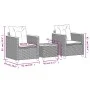 Table and chairs with cushions 3 pieces PE rattan black acacia wood by , Garden sets - Ref: Foro24-366313, Price: 194,18 €, D...