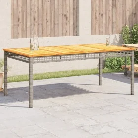 Mesa de jardín ratán sintético madera acacia gris 180x90x75 cm de , Mesas de jardín - Ref: Foro24-366280, Precio: 217,47 €, D...