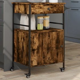 Smoked oak engineered wood kitchen cart 56x43x89.5 cm by , Kitchen and dining carts - Ref: Foro24-842393, Price: 81,75 €, Dis...