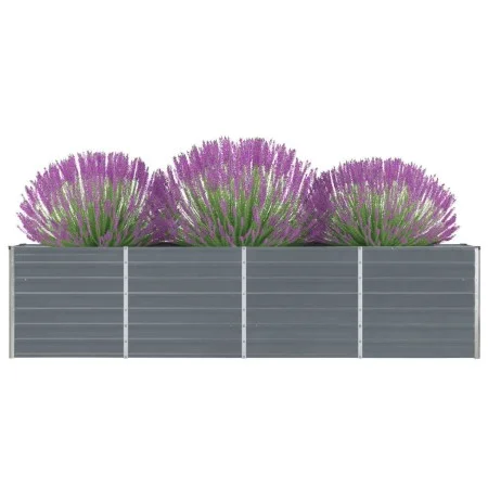 Elevated planter gray galvanized steel 320x40x77 cm by vidaXL, Pots and planters - Ref: Foro24-47048, Price: 94,62 €, Discoun...
