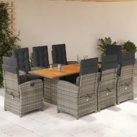 Garten-Essgruppe 9-teilig und graue synthetische Rattankissen von , Gartensets - Ref: Foro24-3212280, Preis: 1,00 €, Rabatt: %