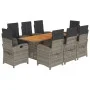 Garden dining set 9 pieces and gray synthetic rattan cushions by , Garden sets - Ref: Foro24-3212280, Price: 1,00 €, Discount: %
