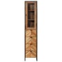 Mueble de baño hierro y madera maciza de acacia 40x27x190 cm