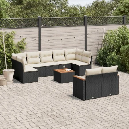 Garden sofa set 10 pieces with black synthetic rattan cushions by , Garden sets - Ref: Foro24-3258696, Price: 581,28 €, Disco...