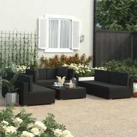 Garden furniture and cushions set 7 pieces black synthetic rattan by vidaXL, Garden sets - Ref: Foro24-47256, Price: 923,53 €...