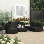 Set de muebles de jardín y cojines 7 pzas ratán sintético negro de vidaXL, Conjuntos de jardín - Ref: Foro24-47256, Precio: 9...