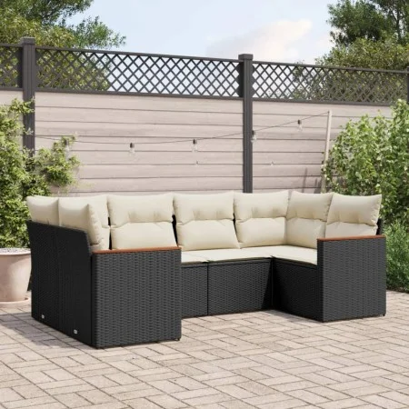 6-piece garden sofa set and black synthetic rattan cushions by , Garden sets - Ref: Foro24-3258661, Price: 389,18 €, Discount: %