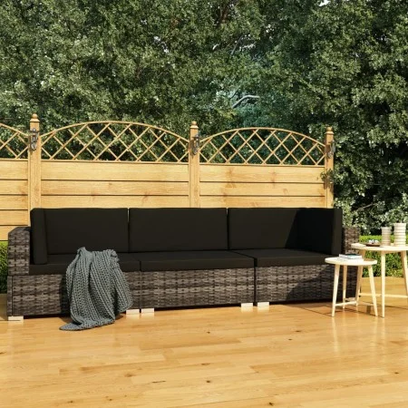 Garden sofa set with 3-piece synthetic rattan gray cushions by vidaXL, Garden sets - Ref: Foro24-47266, Price: 309,97 €, Disc...