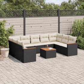 Set de sofás de jardín 10 pzas cojines ratán sintético negro de , Conjuntos de jardín - Ref: Foro24-3258682, Precio: 591,31 €...