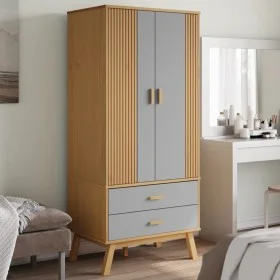 OLDEN wardrobe solid pine wood gray and brown 76.5x53x172 cm by , Wardrobes - Ref: Foro24-358595, Price: 245,36 €, Discount: %