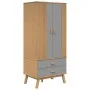 OLDEN Kleiderschrank aus massivem Kiefernholz, grau und braun, 76,5 x 53 x 172 cm von , Kleiderschränke - Ref: Foro24-358595,...
