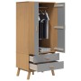 OLDEN Kleiderschrank aus massivem Kiefernholz, grau und braun, 76,5 x 53 x 172 cm von , Kleiderschränke - Ref: Foro24-358595,...