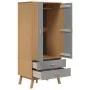 OLDEN Kleiderschrank aus massivem Kiefernholz, grau und braun, 76,5 x 53 x 172 cm von , Kleiderschränke - Ref: Foro24-358595,...