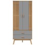 OLDEN Kleiderschrank aus massivem Kiefernholz, grau und braun, 76,5 x 53 x 172 cm von , Kleiderschränke - Ref: Foro24-358595,...