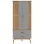 OLDEN Kleiderschrank aus massivem Kiefernholz, grau und braun, 76,5 x 53 x 172 cm von , Kleiderschränke - Ref: Foro24-358595,...