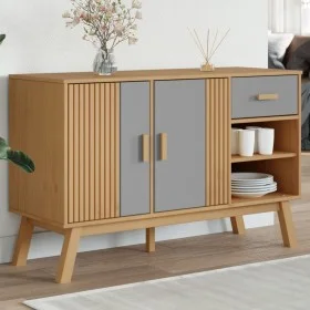 OLDEN sideboard solid pine wood gray and brown 114x43x73.5 cm by , Sideboards - Ref: Foro24-358607, Price: 158,04 €, Discount: %