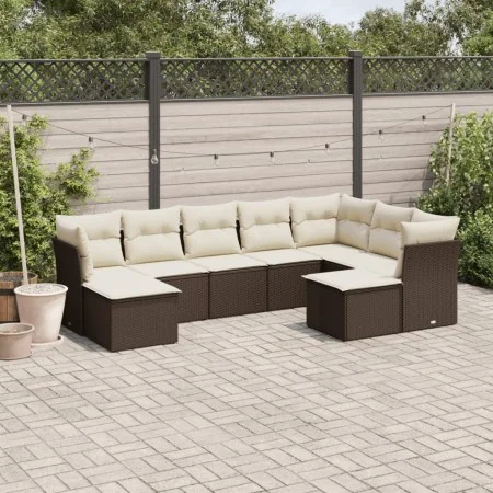 9-piece garden sofa set and brown synthetic rattan cushions by , Garden sets - Ref: Foro24-3218573, Price: 559,01 €, Discount: %