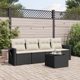 Set de muebles de jardín 5 pzas y cojines ratán sintético negro de , Conjuntos de jardín - Ref: Foro24-3252223, Precio: 310,6...