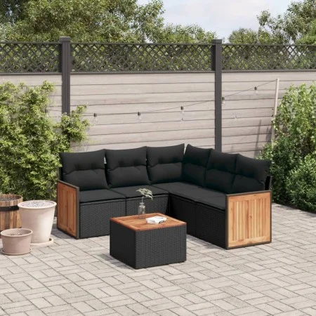 6-piece garden sofa set and black synthetic rattan cushions by , Garden sets - Ref: Foro24-3260046, Price: 380,30 €, Discount: %