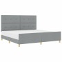 Estructura de cama con cabecera Gris claro 200 x 200 cm tela